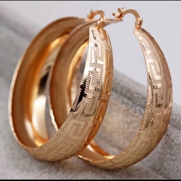 LUXURY BIG ROUND HOOP EARRINGS - Picture 3 of 6